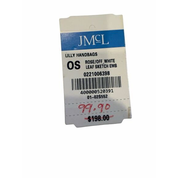 NWT J. McLaughlin Pink Rose  / Cream Leaf Sketch Embroidered clutch purse - Picture 6 of 6